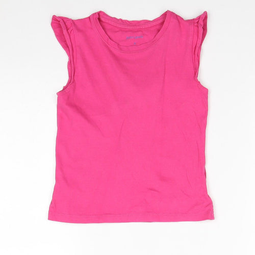 John Lewis Girls Pink 100% Cotton Basic Tank Size 6 Years Round Neck Pullover