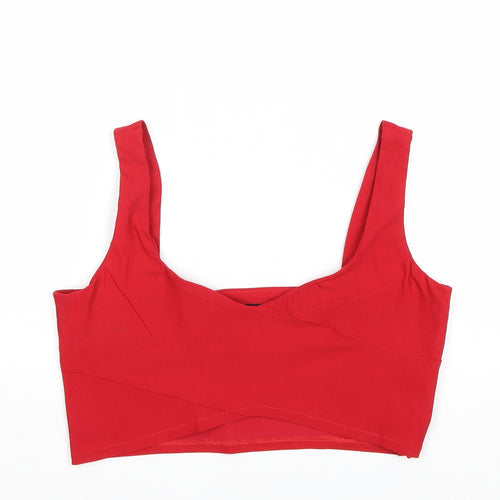 Vesper Womens Red Viscose Cropped Tank Size 14 V-Neck