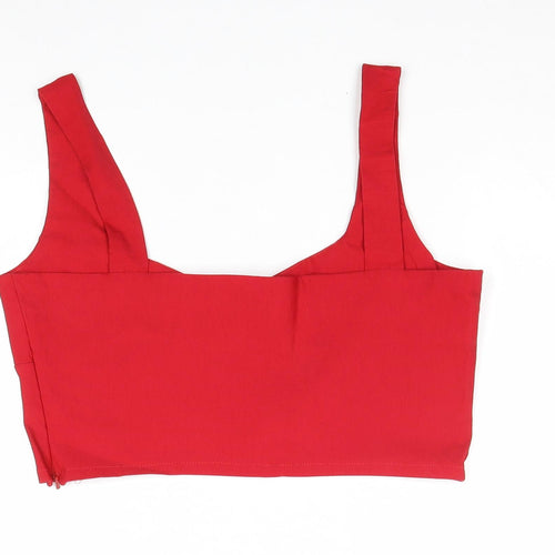 Vesper Womens Red Viscose Cropped Tank Size 14 V-Neck