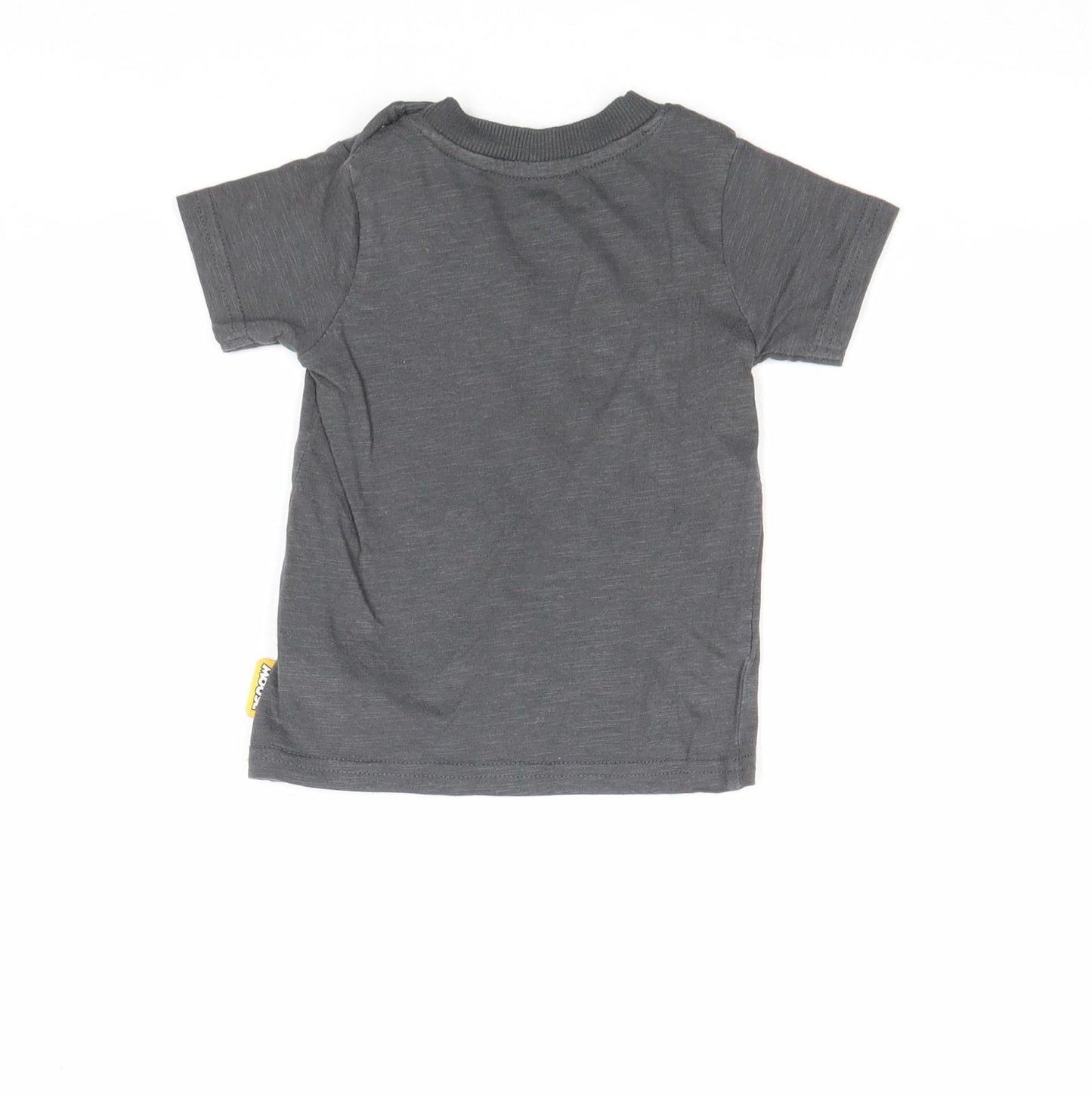 Primark Boys Grey 100% Cotton Basic T-Shirt Size 6-9 Months Round Neck Snap - Mickey Mouse