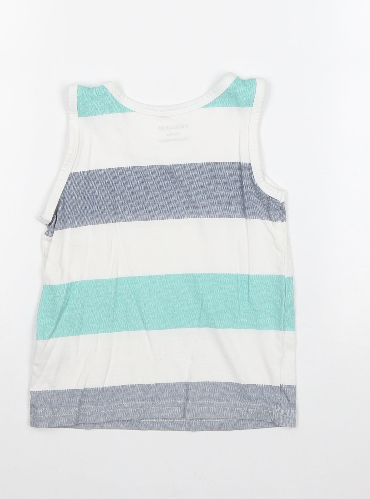 Primark Boys Multicoloured Striped 100% Cotton Pullover Tank Size 3-4 Years Scoop Neck Pullover
