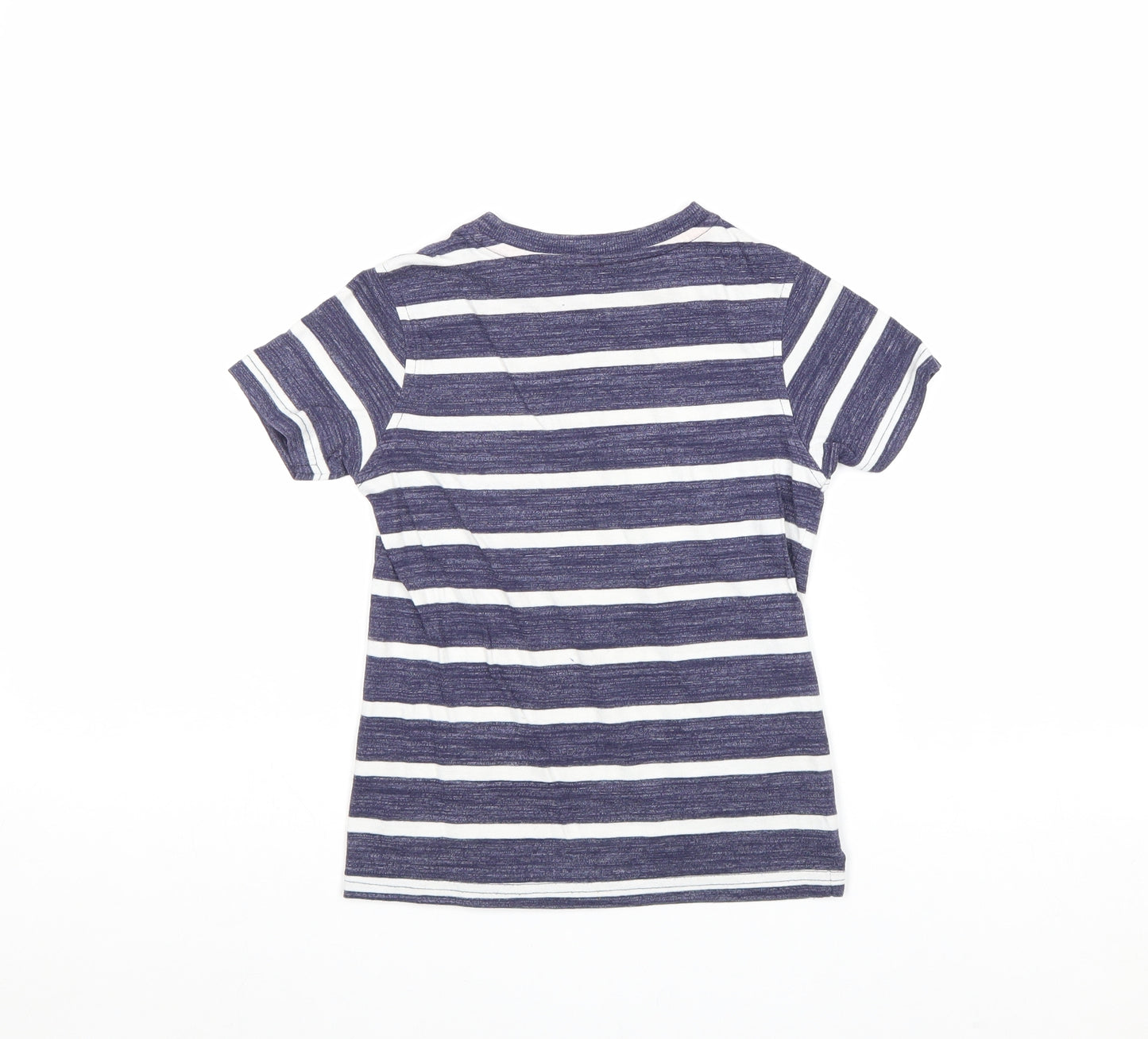 George Boys Blue Striped Cotton Pullover T-Shirt Size 5-6 Years Round Neck Pullover