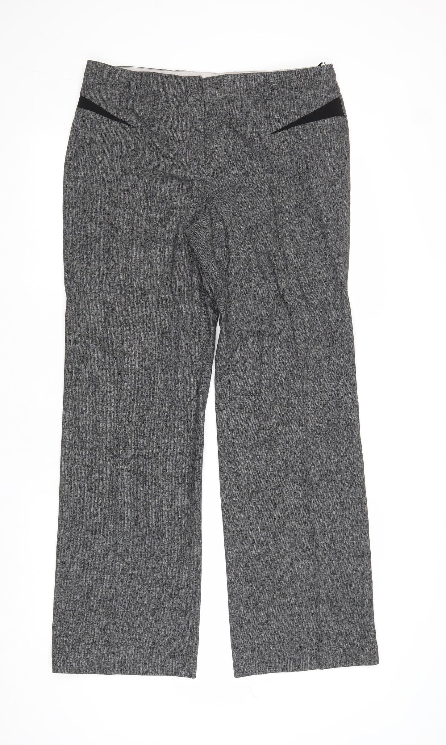 NEXT Womens Black Polyester Trousers Size 12 Regular Zip