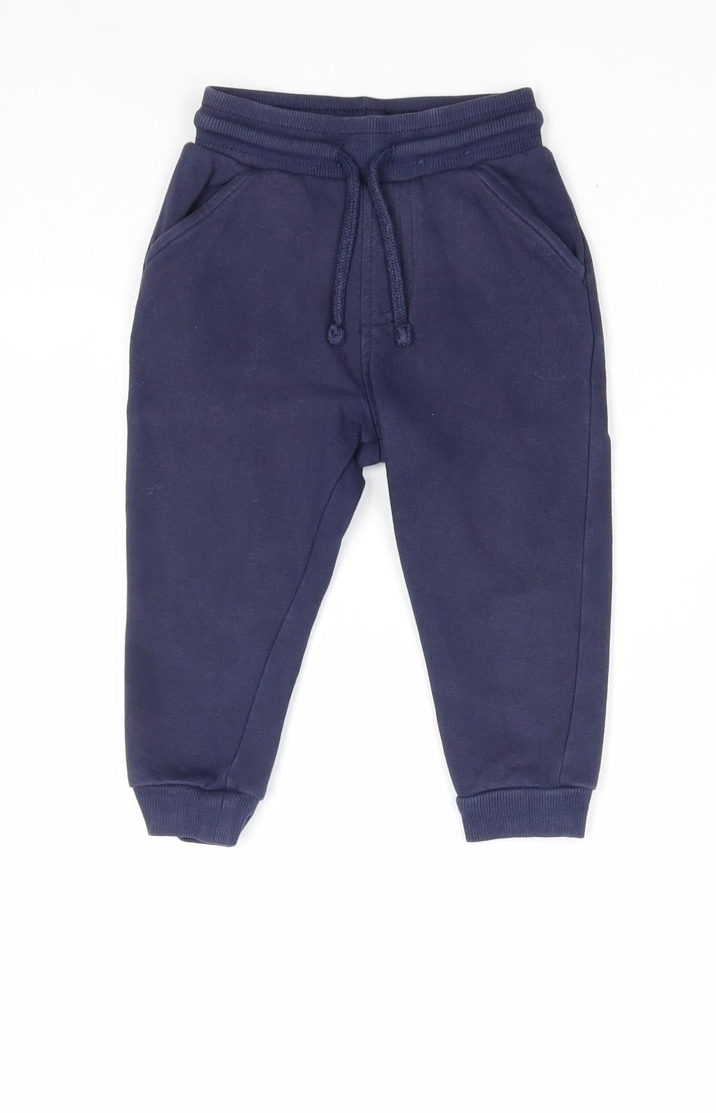 George Boys Blue Cotton Jogger Trousers Size 18-24 Months Drawstring