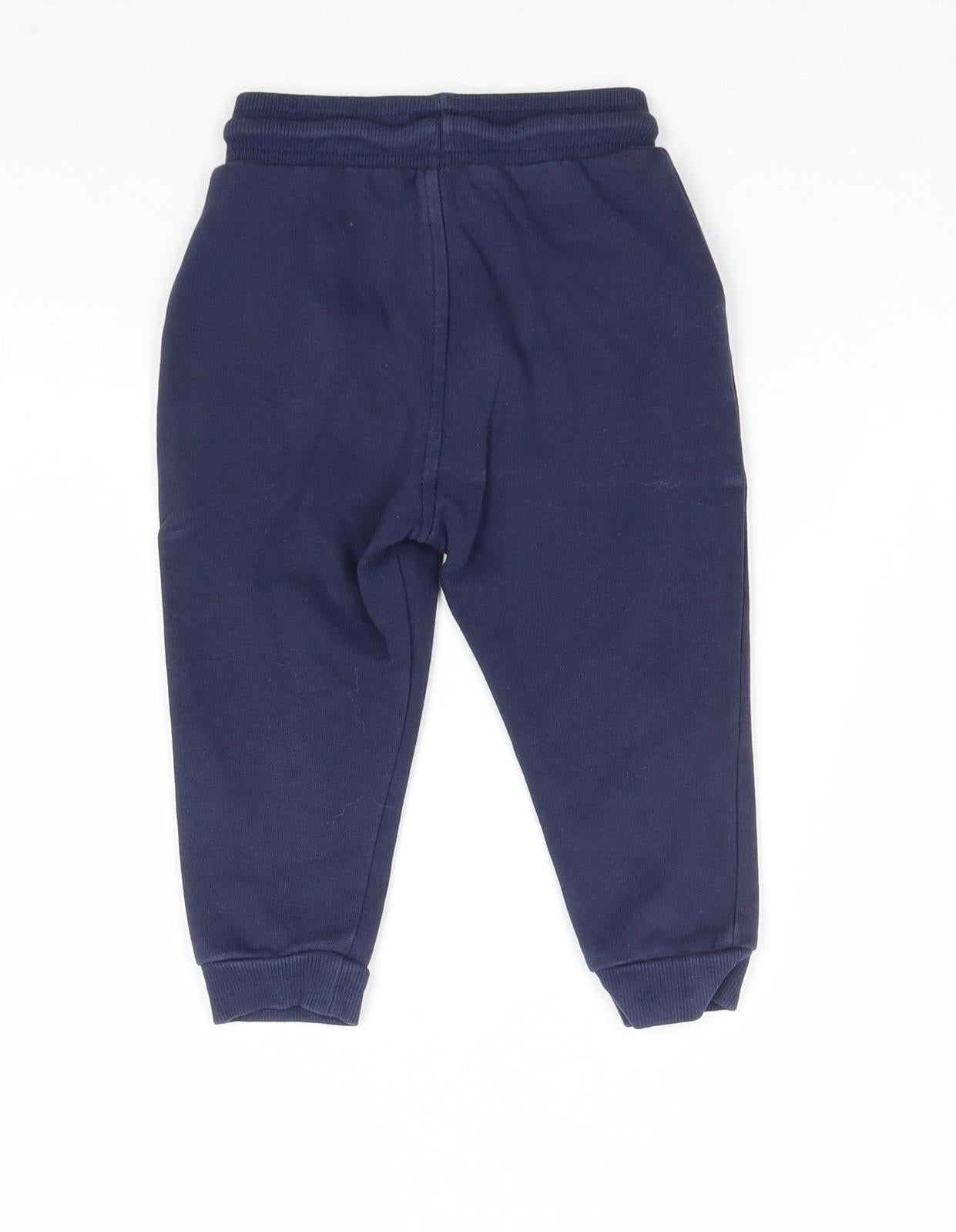 George Boys Blue Cotton Jogger Trousers Size 18-24 Months Drawstring