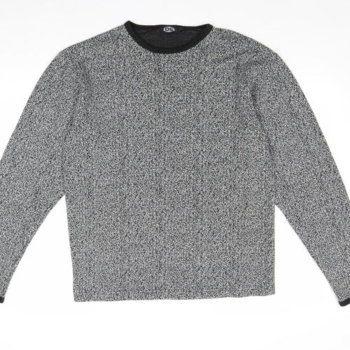 DS Mens Black Round Neck Acrylic Pullover Jumper Size L Long Sleeve