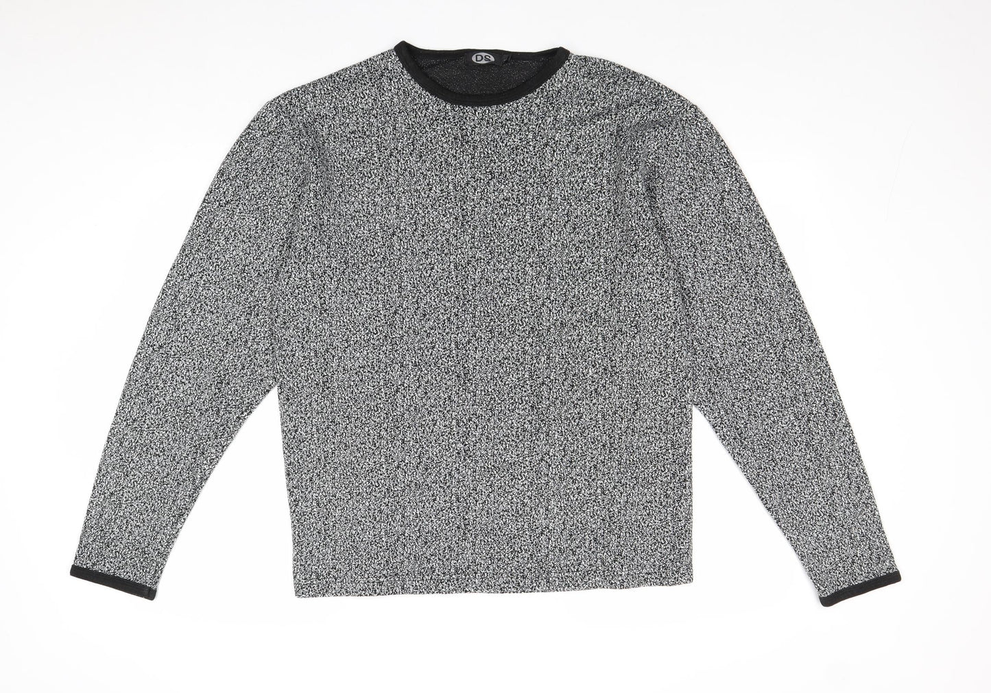 DS Mens Black Round Neck Acrylic Pullover Jumper Size L Long Sleeve