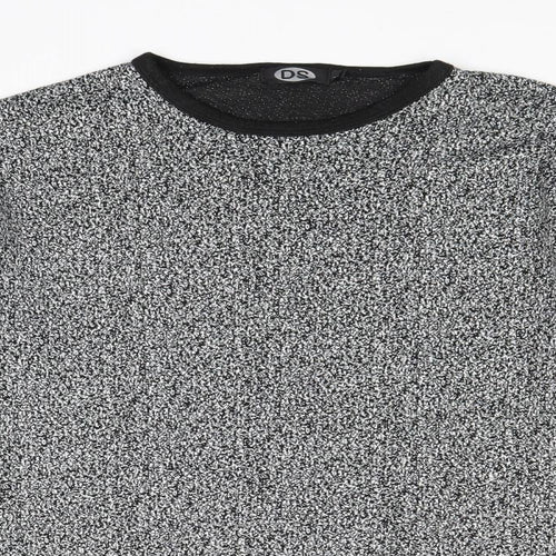DS Mens Black Round Neck Acrylic Pullover Jumper Size L Long Sleeve
