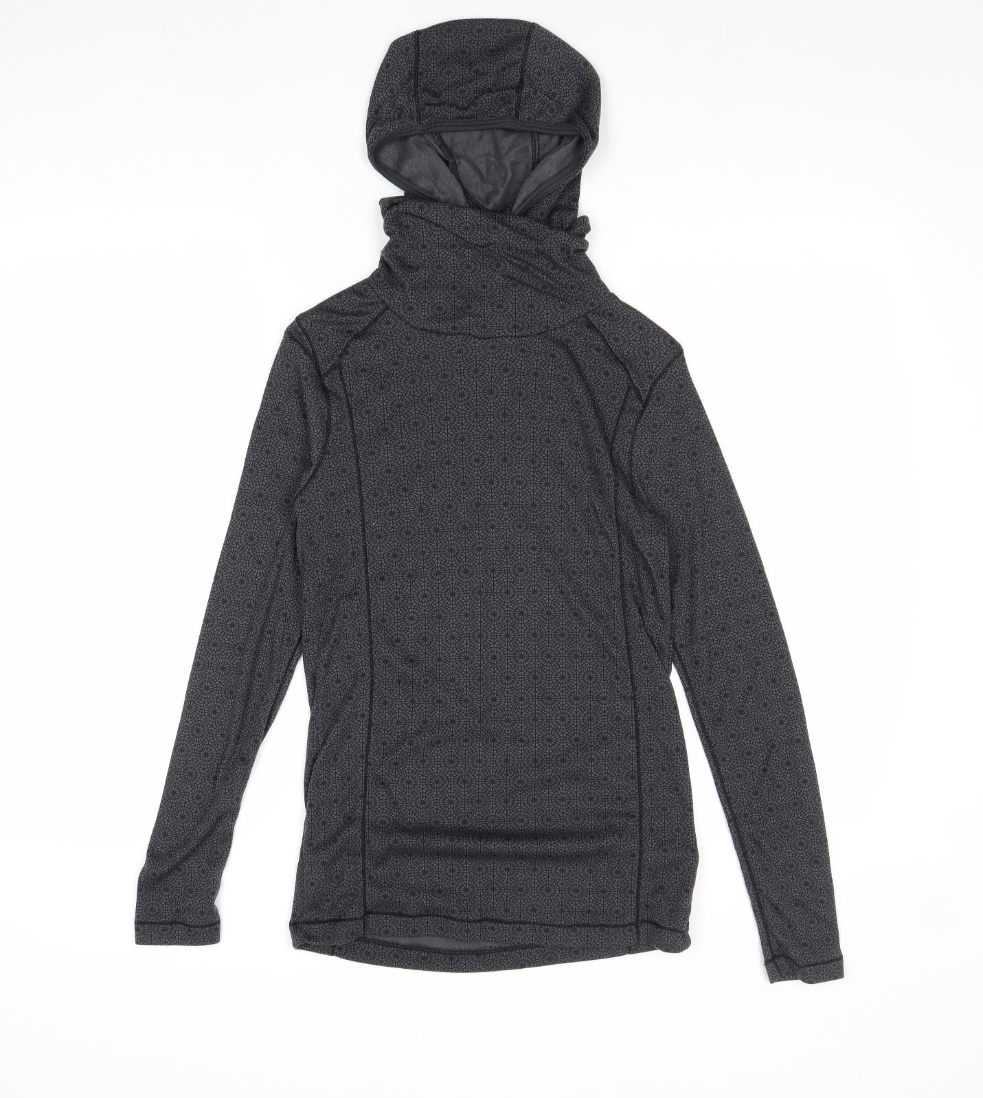 Crivit Womens Black Geometric Polyester Pullover Hoodie Size 10 Pullover - Size 10-12