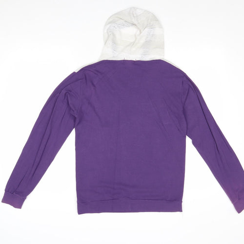 Fuel Womens Purple Striped Polyester Pullover Hoodie Size L Pullover