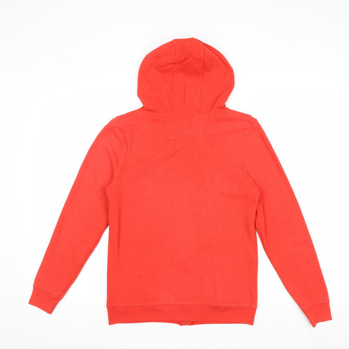 Denim & Co. Womens Red Cotton Full Zip Hoodie Size 8 Zip