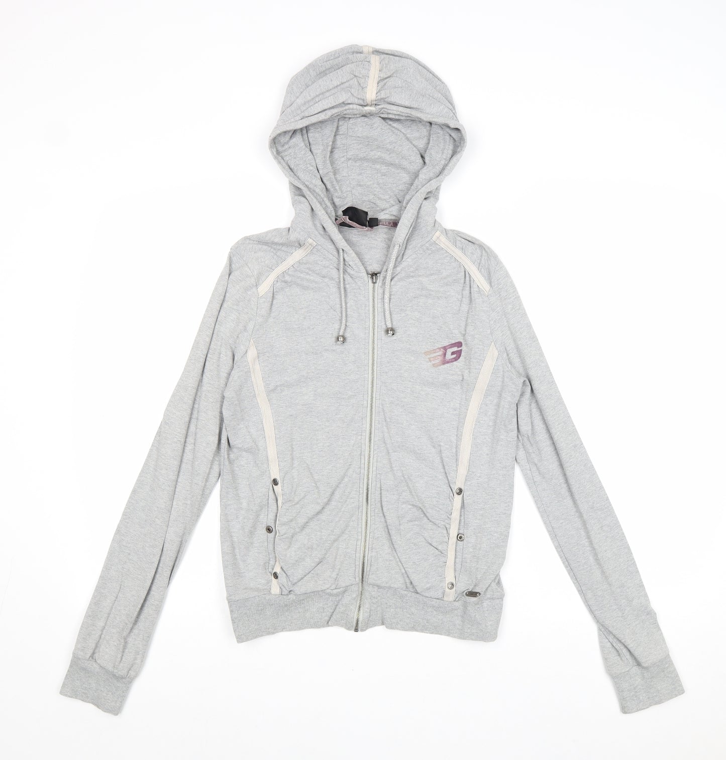 Golddigga Womens Grey Cotton Full Zip Hoodie Size 8 Zip