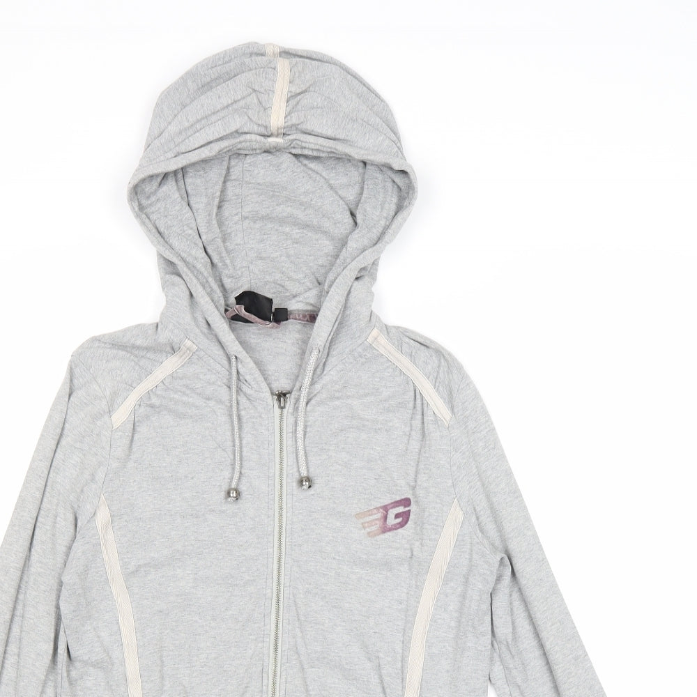 Golddigga Womens Grey Cotton Full Zip Hoodie Size 8 Zip