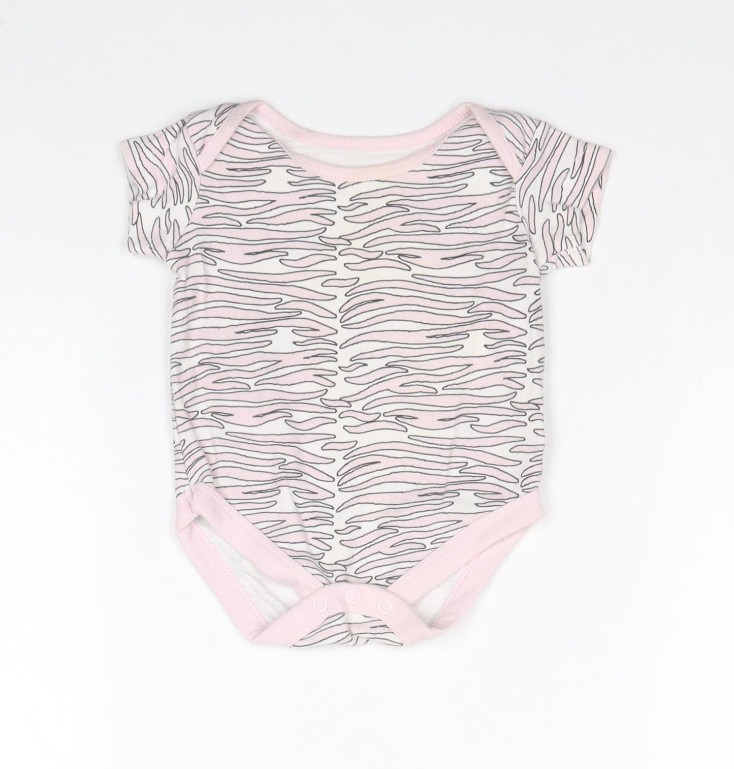 Adams Girls White Geometric 100% Cotton Babygrow One-Piece Size 6-9 Months Snap