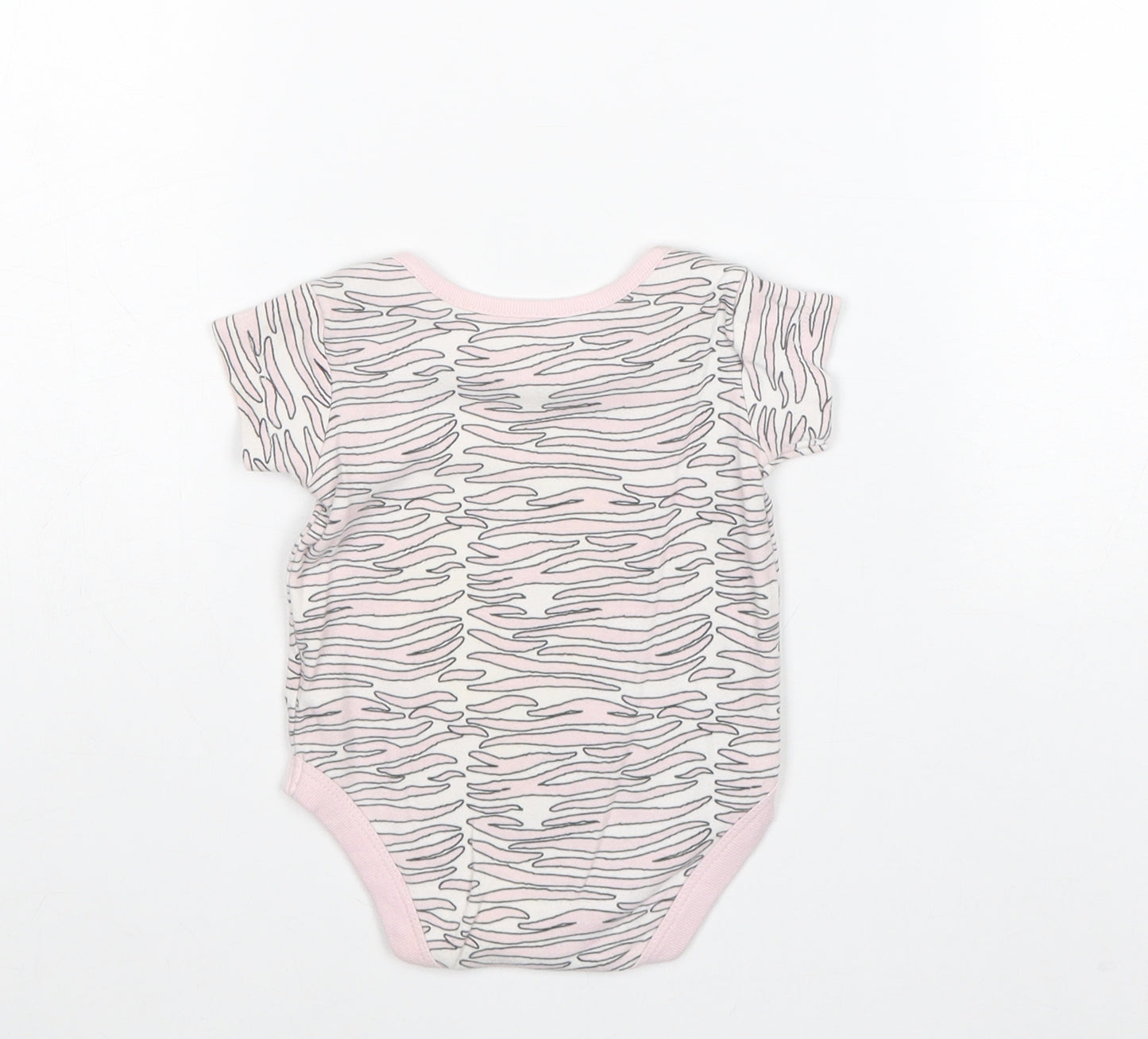 Adams Girls White Geometric 100% Cotton Babygrow One-Piece Size 6-9 Months Snap