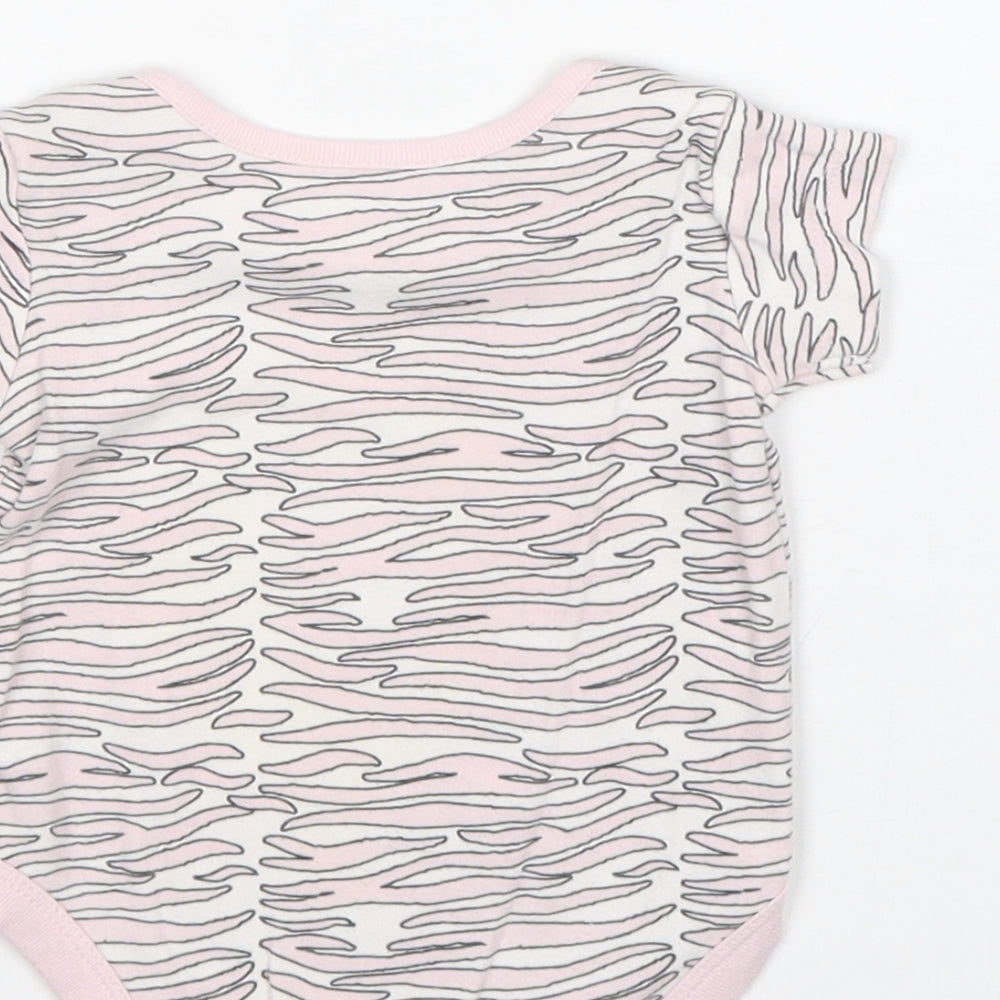 Adams Girls White Geometric 100% Cotton Babygrow One-Piece Size 6-9 Months Snap