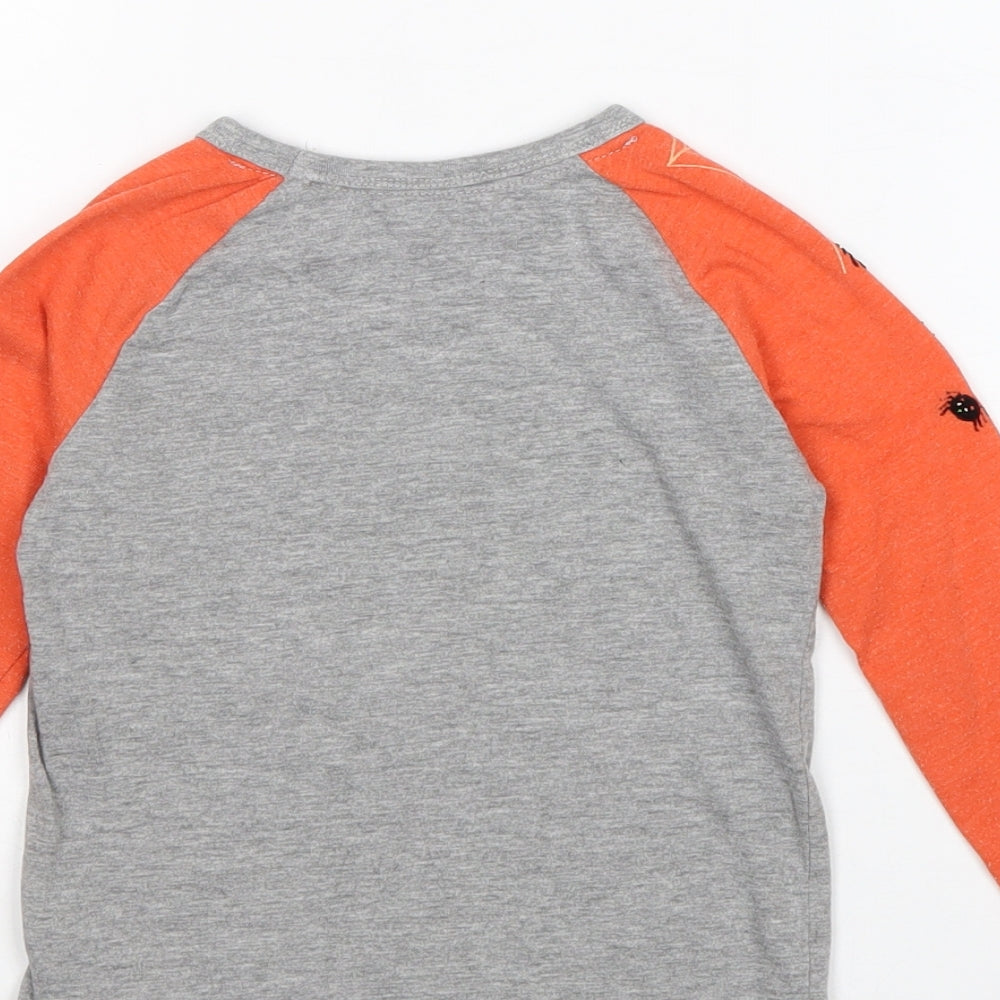 George Boys Grey Colourblock Cotton Pullover T-Shirt Size 2-3 Years Round Neck Pullover - Halloween