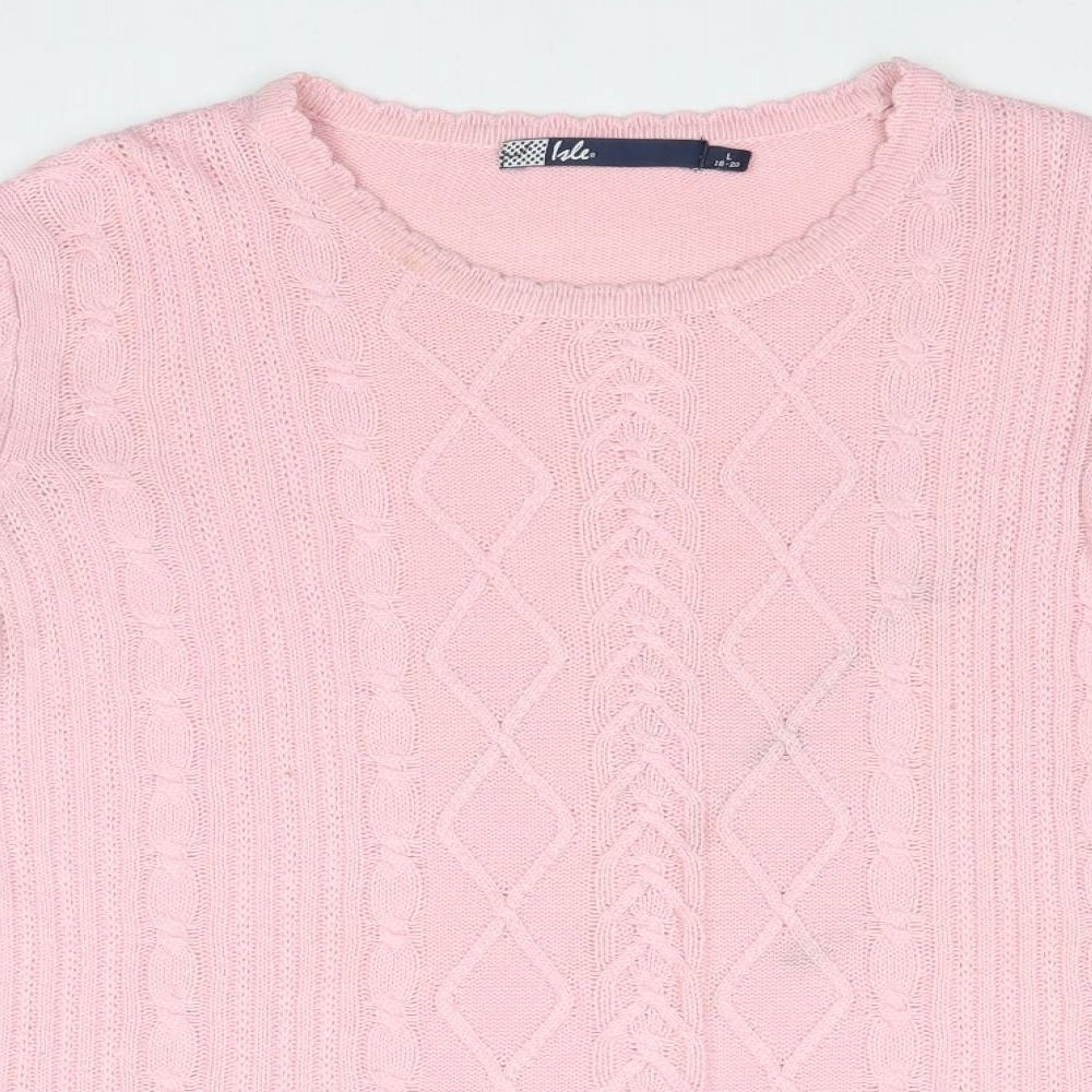 EWM Womens Pink Round Neck Acrylic Pullover Jumper Size L