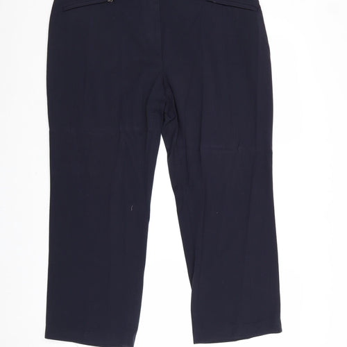 Marks and Spencer Womens Blue Viscose Carrot Trousers Size 16 Regular Zip