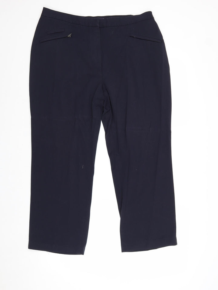 Marks and Spencer Womens Blue Viscose Carrot Trousers Size 16 Regular Zip