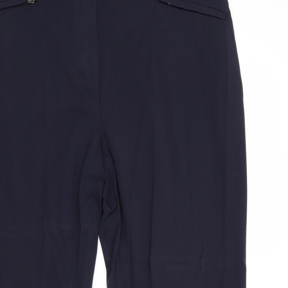 Marks and Spencer Womens Blue Viscose Carrot Trousers Size 16 Regular Zip