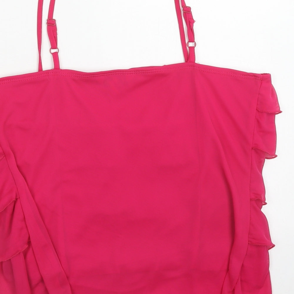 New Look Womens Pink Polyester Camisole Tank Size 14 Square Neck