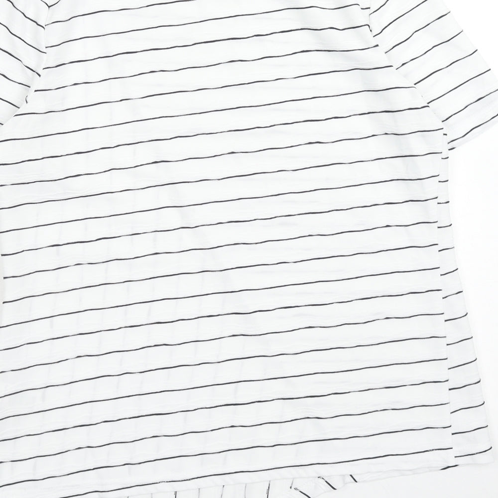 Matalan Womens White Striped Polyester Basic T-Shirt Size 12 Boat Neck - Asymmetric