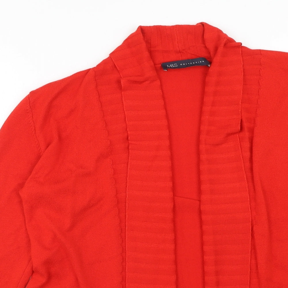 Marks and Spencer Womens Red V-Neck Viscose Cardigan Jumper Size M