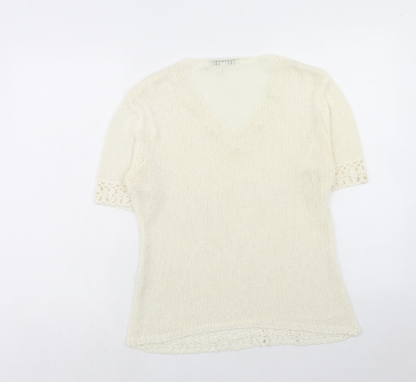 Classics Womens Ivory V-Neck Acrylic Pullover Jumper Size L