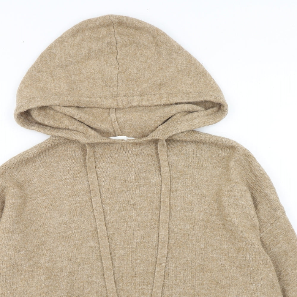 H&M Womens Brown Acrylic Pullover Hoodie Size M Pullover