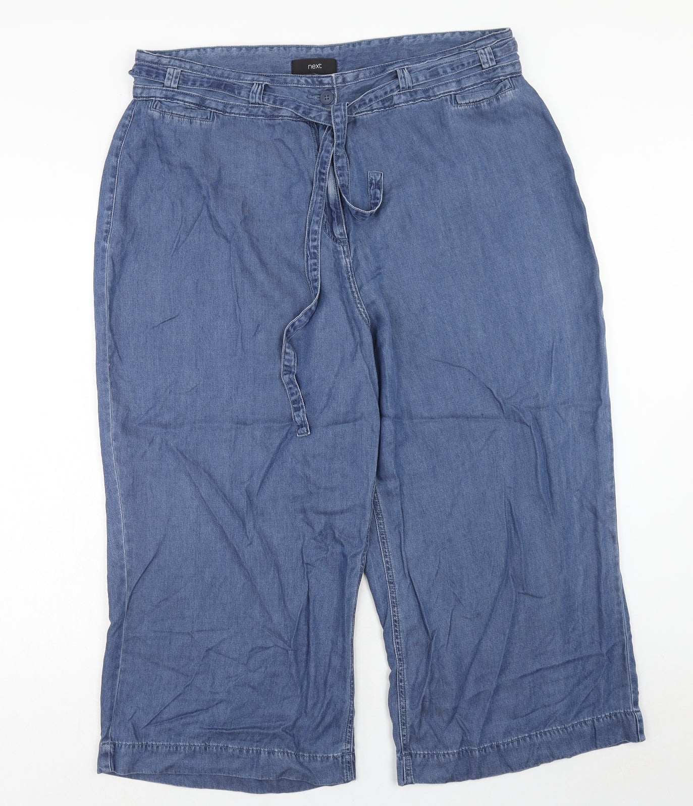 NEXT Womens Blue Lyocell Trousers Size 20 Regular Zip