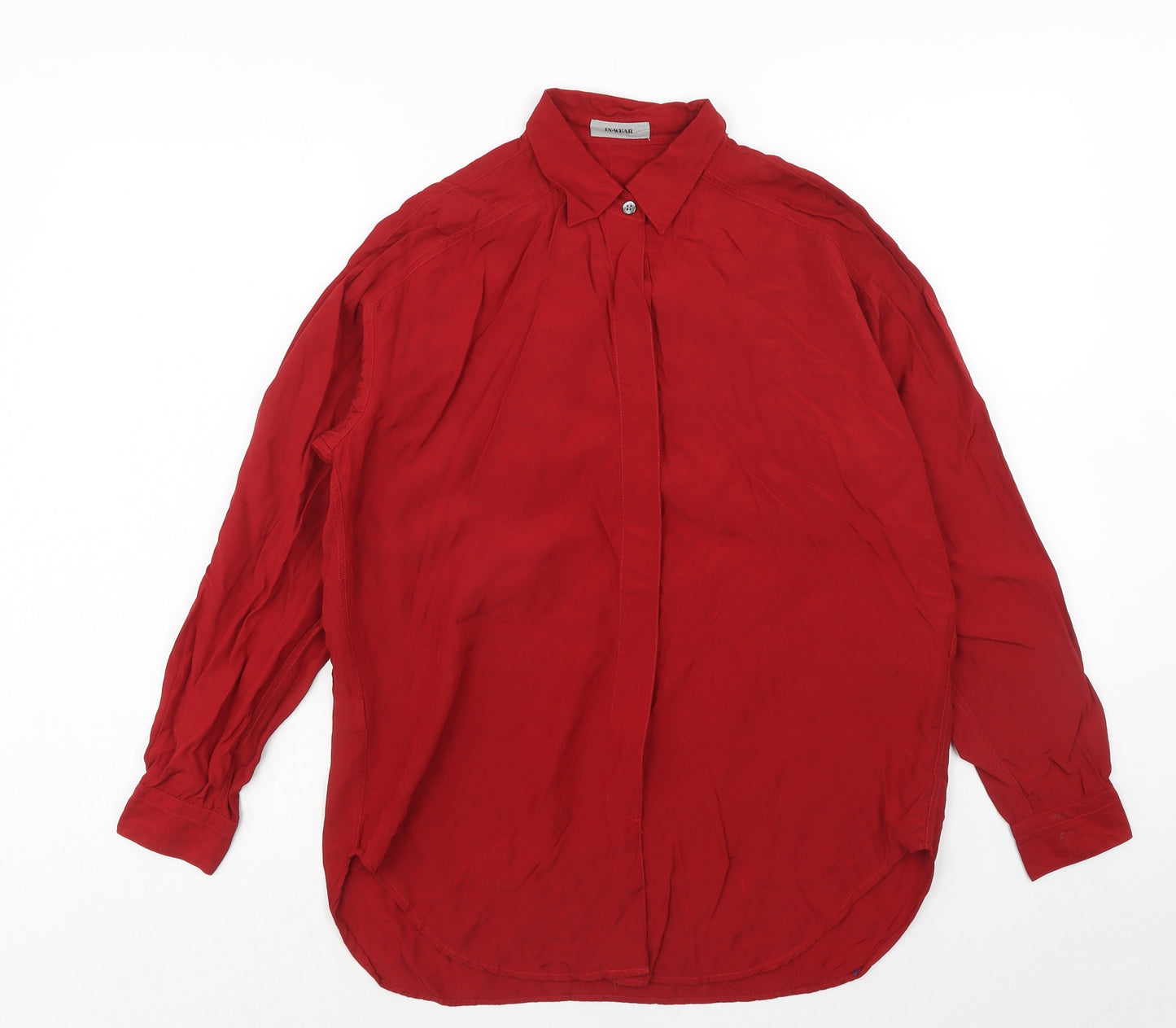 In Wear Womens Red Viscose Basic Button-Up Size M Collared