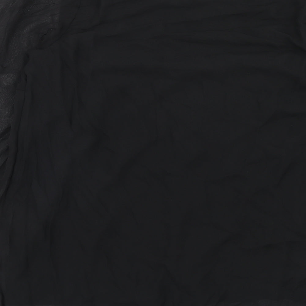 Papaya Womens Black Polyester Basic Blouse Size 14 Square Neck - Sheer Sleeves