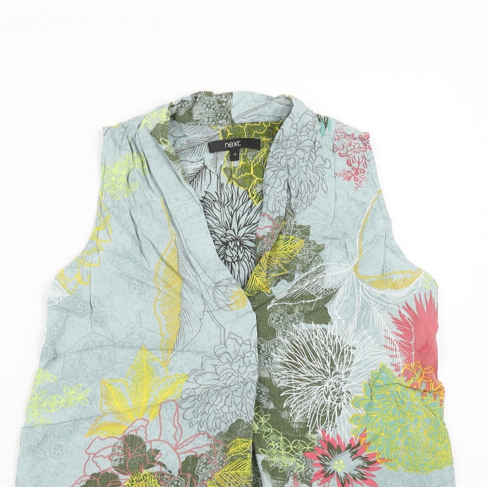 NEXT Womens Multicoloured Floral Viscose Basic Tank Size 12 V-Neck
