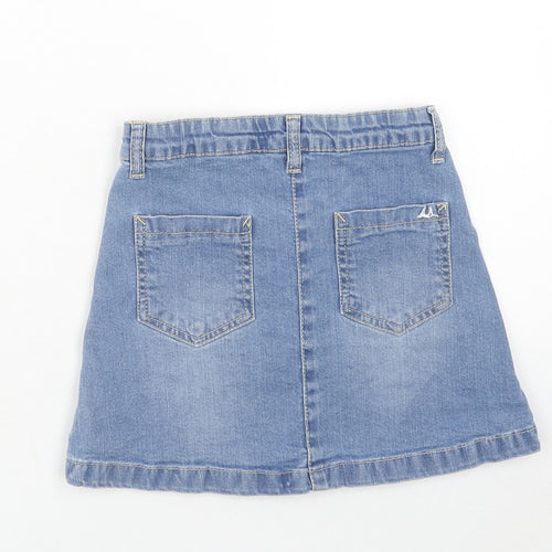 MANTARAY PRODUCTS Girls Blue Cotton A-Line Skirt Size 9 Years Regular Button