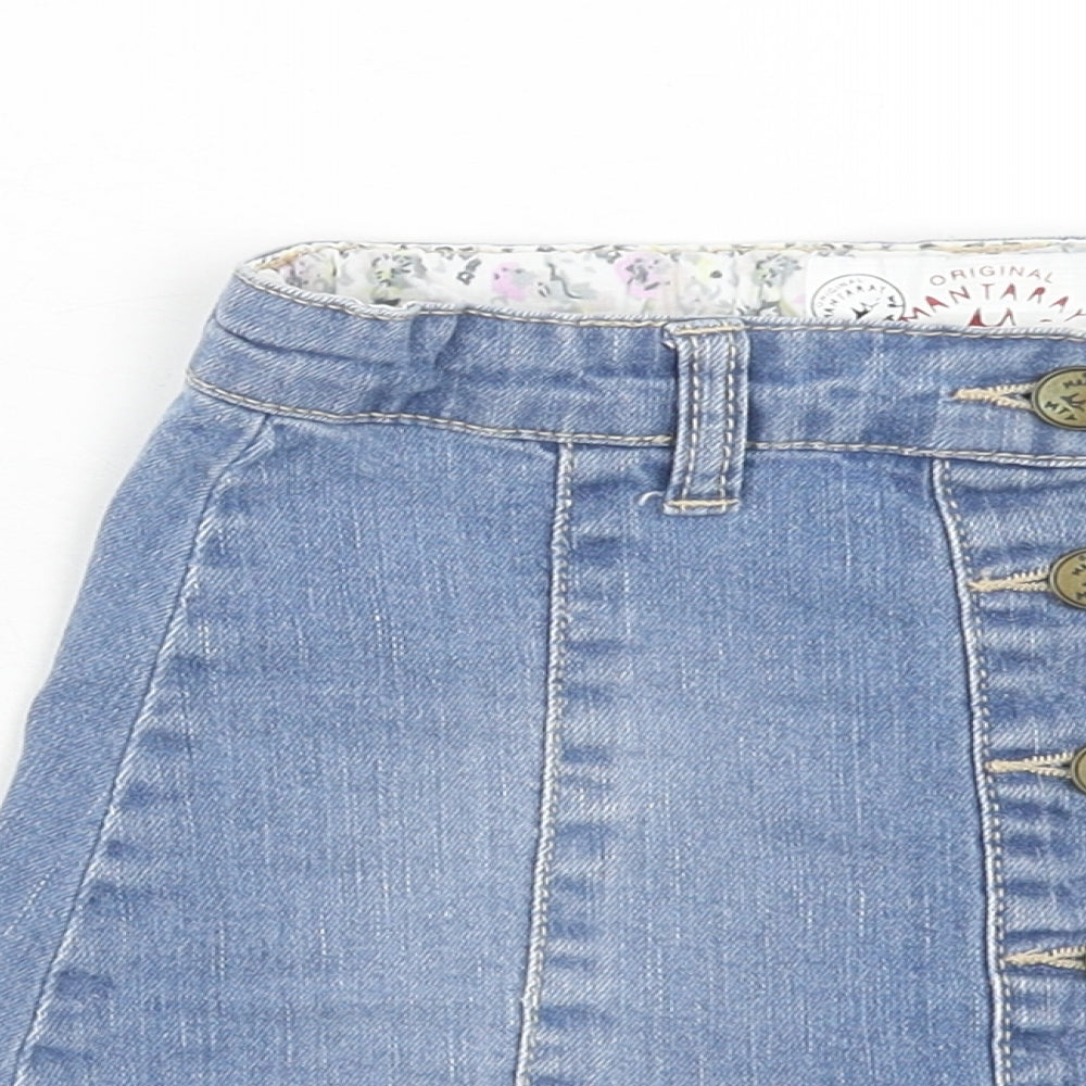 MANTARAY PRODUCTS Girls Blue Cotton A-Line Skirt Size 9 Years Regular Button