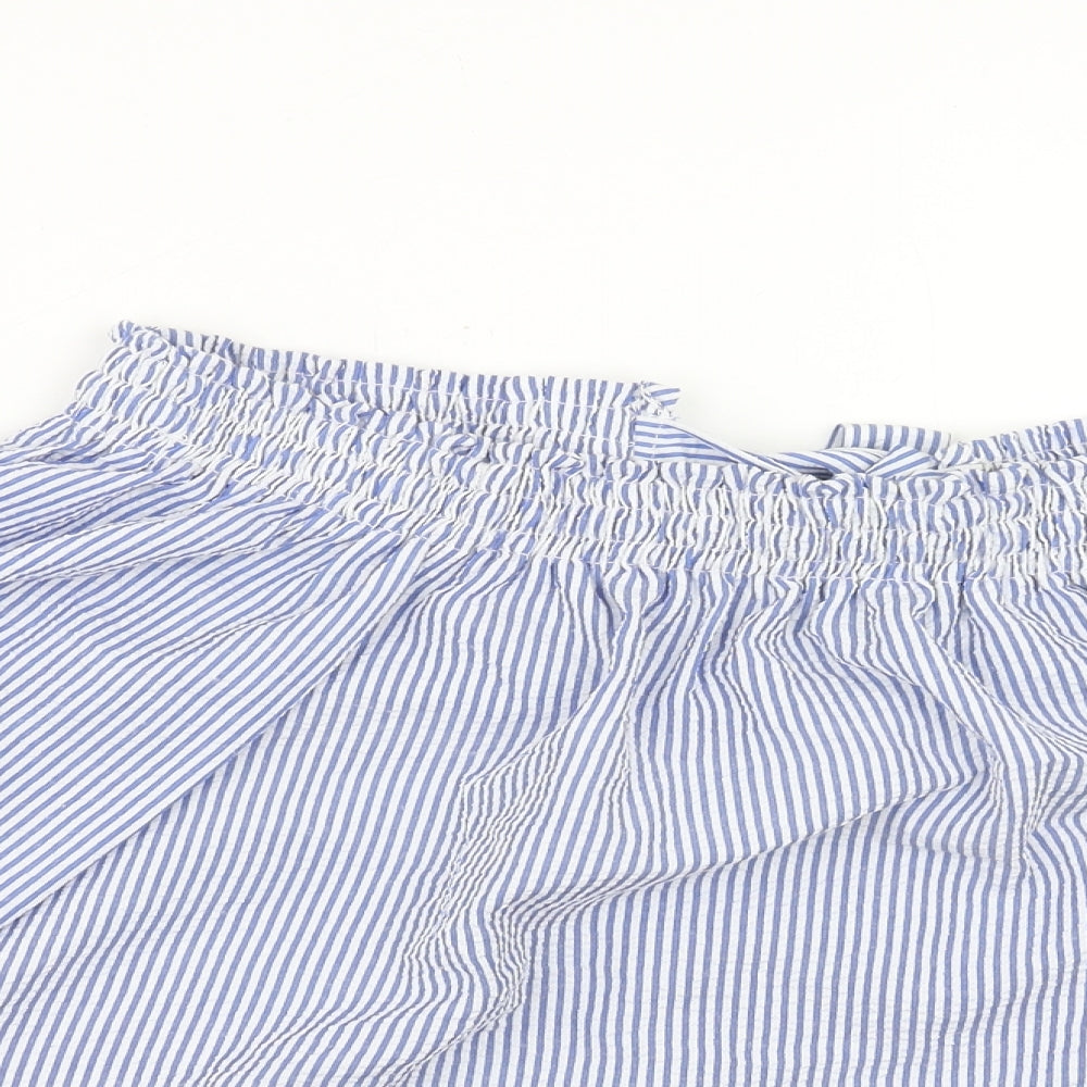 Atmosphere Womens Blue Striped Polyester Basic Blouse Size 14 Off the Shoulder