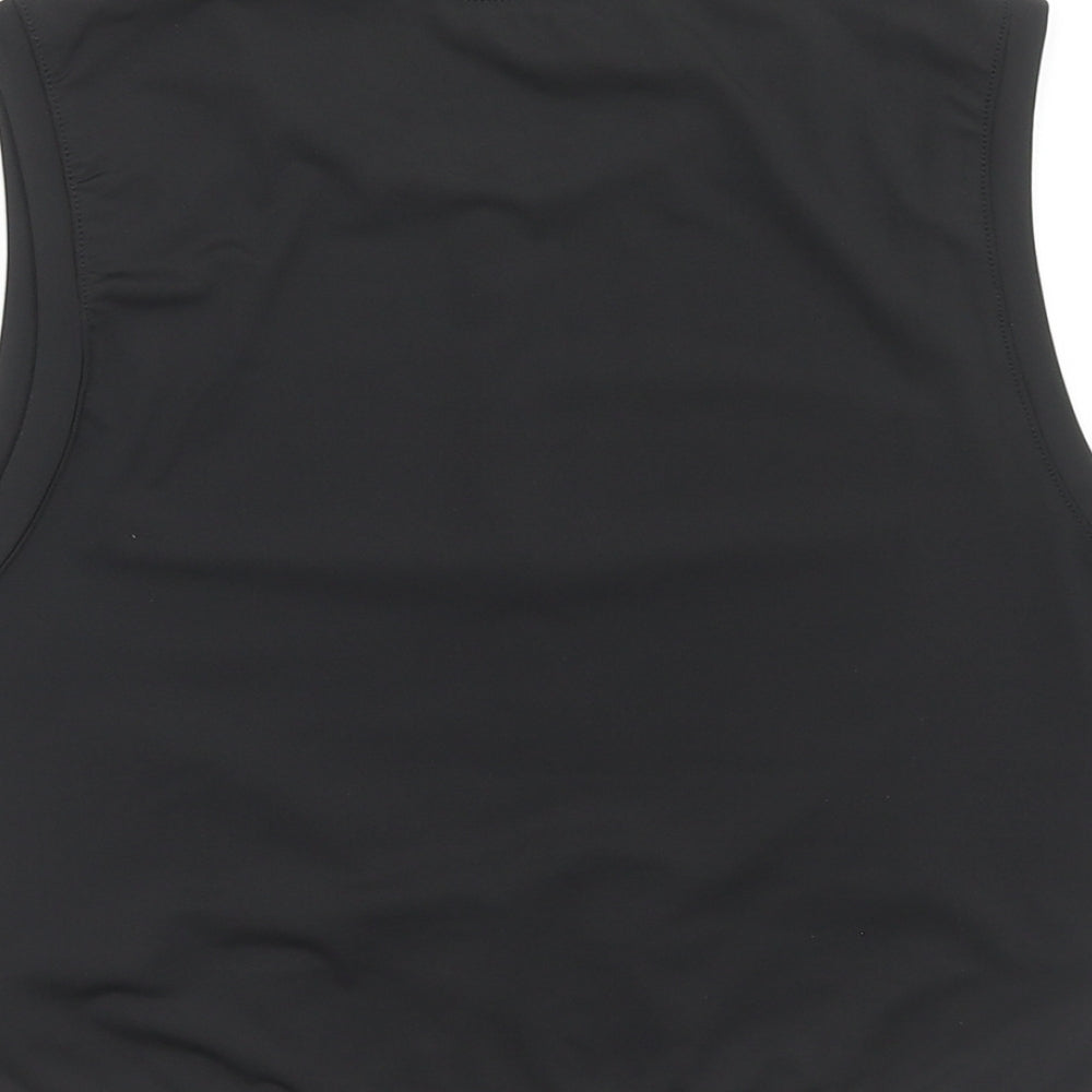 SheIn Womens Black Polyester Cropped Blouse Size L Round Neck - Cut Out Detail