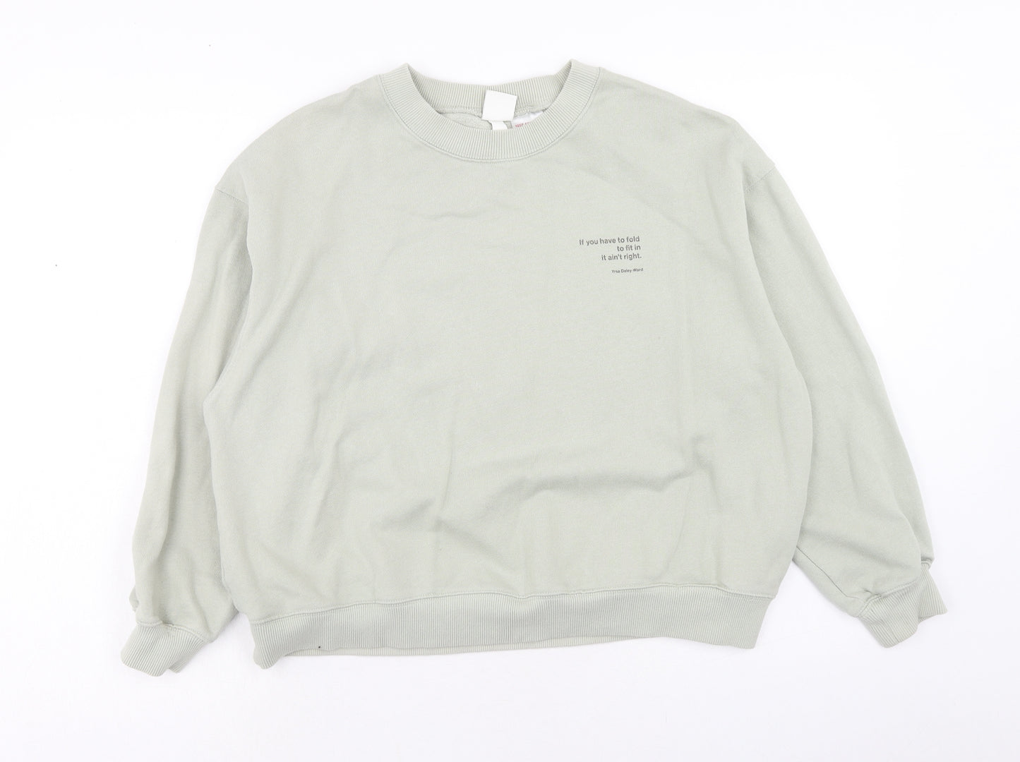 H&M Womens Green Cotton Pullover Sweatshirt Size M Pullover