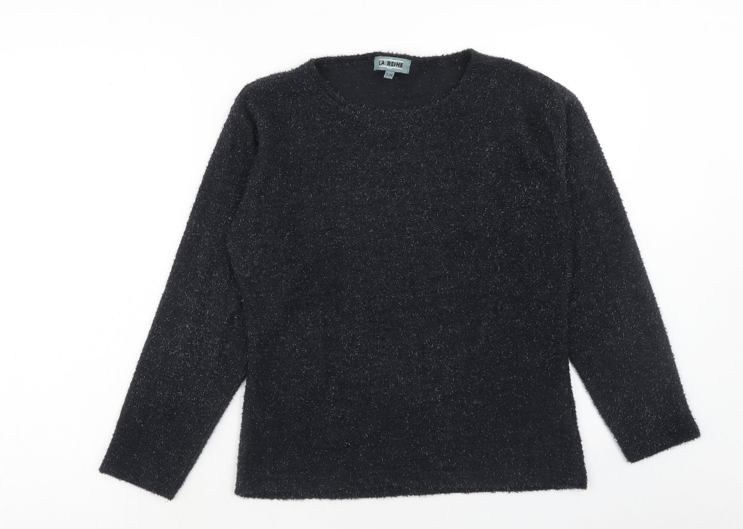 LA REINE Womens Black Boat Neck Nylon Pullover Jumper Size S