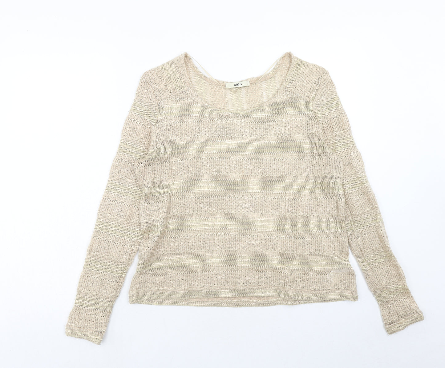 Oasis Womens Brown Boat Neck Acrylic Pullover Jumper Size L