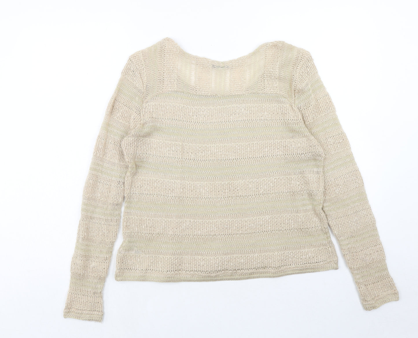 Oasis Womens Brown Boat Neck Acrylic Pullover Jumper Size L