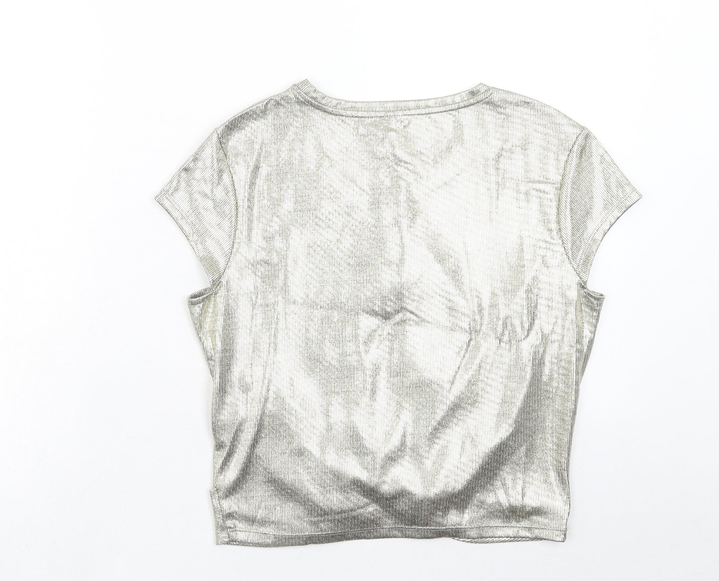 Only Womens Gold Polyester Basic T-Shirt Size L Round Neck