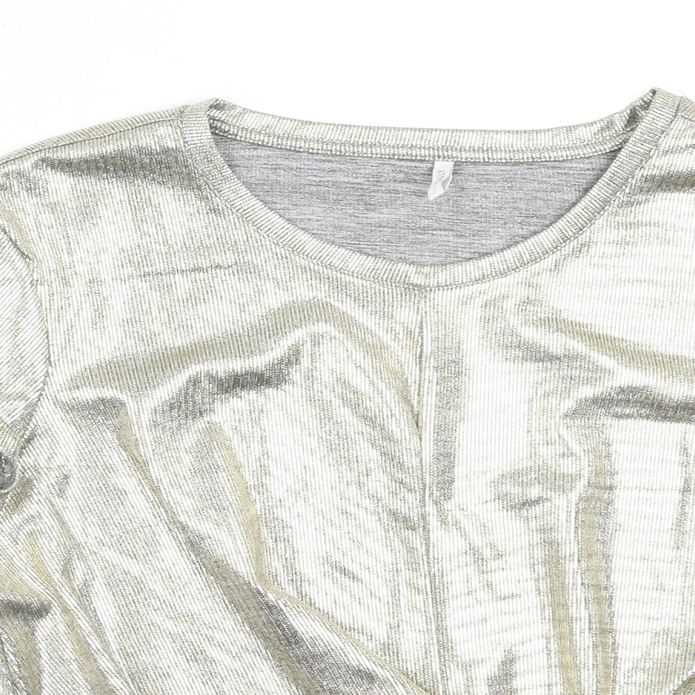 Only Womens Gold Polyester Basic T-Shirt Size L Round Neck