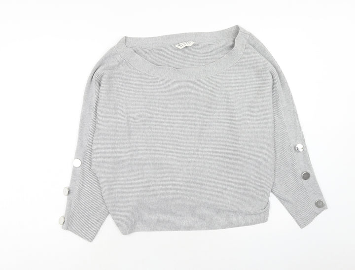 Miss Selfridge Womens Grey Boat Neck Viscose Pullover Jumper Size 12