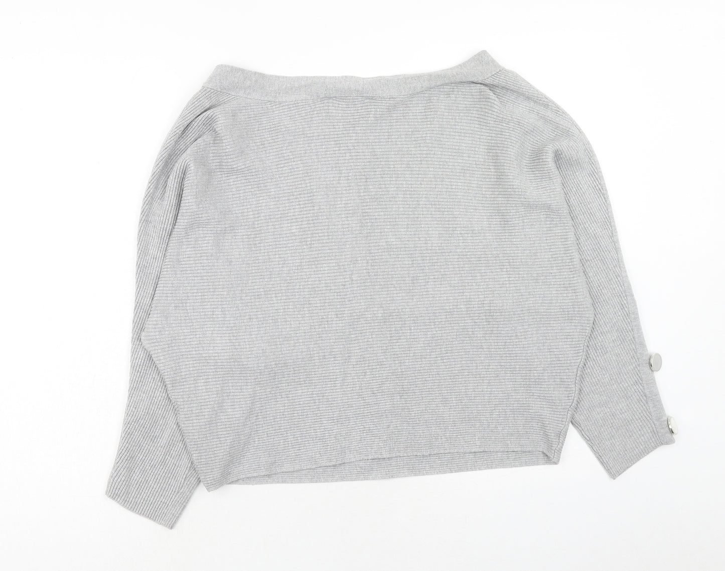 Miss Selfridge Womens Grey Boat Neck Viscose Pullover Jumper Size 12