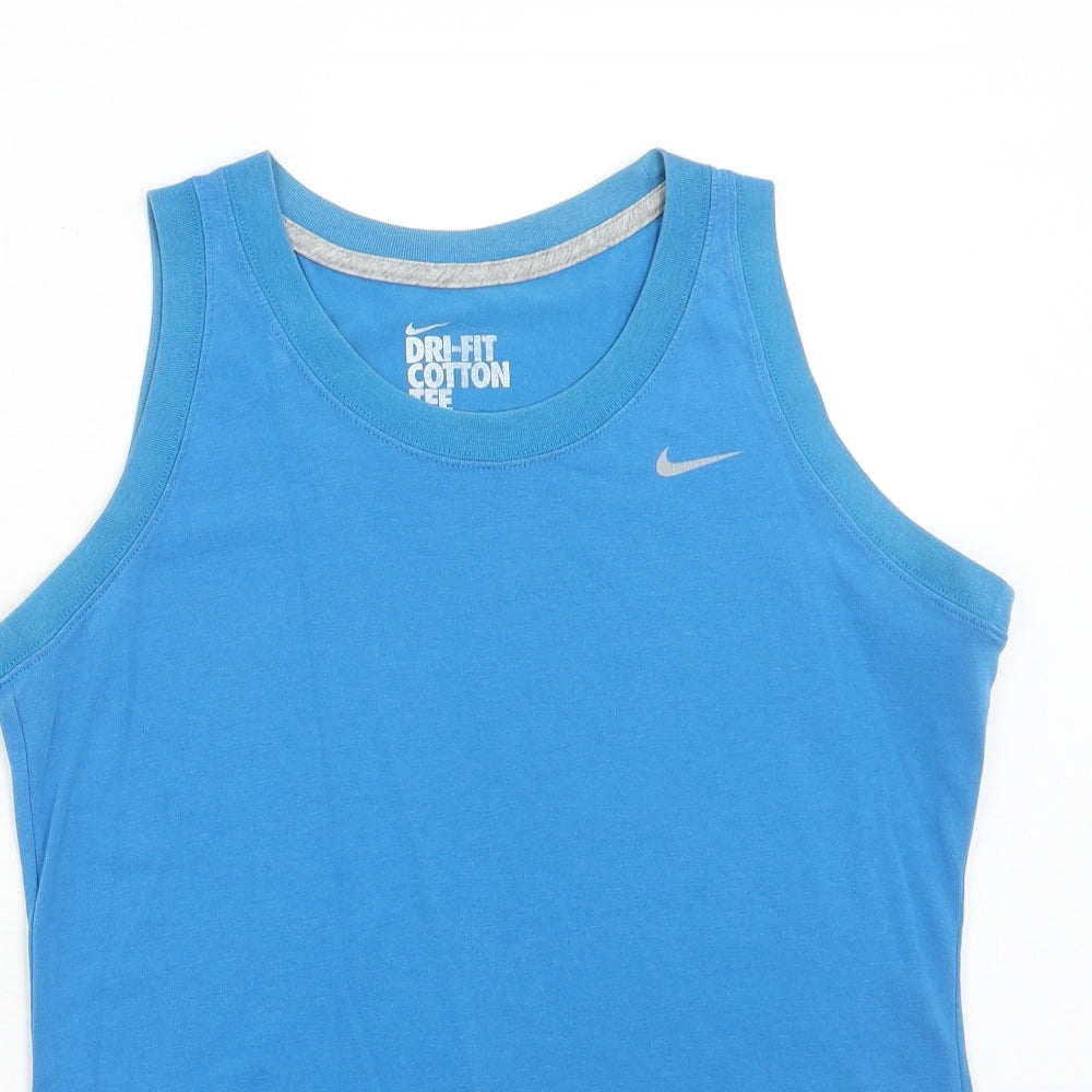 Nike Mens Blue Cotton Basic Tank Size M Round Neck Pullover