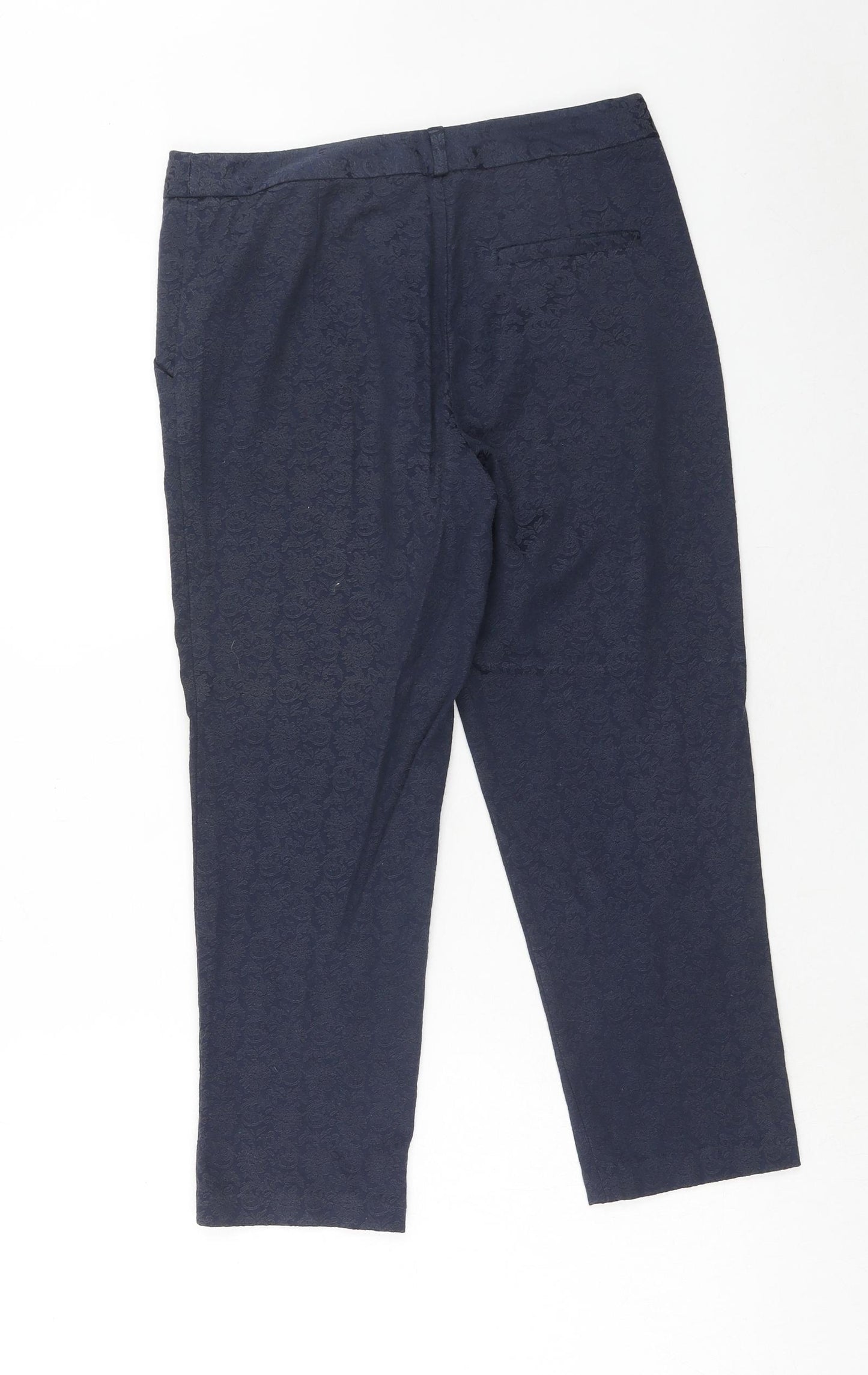 Atmosphere Womens Blue Geometric Cotton Trousers Size 8 Regular Hook & Eye