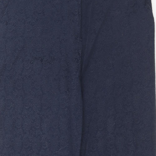 Atmosphere Womens Blue Geometric Cotton Trousers Size 8 Regular Hook & Eye