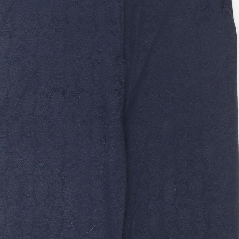 Atmosphere Womens Blue Geometric Cotton Trousers Size 8 Regular Hook & Eye